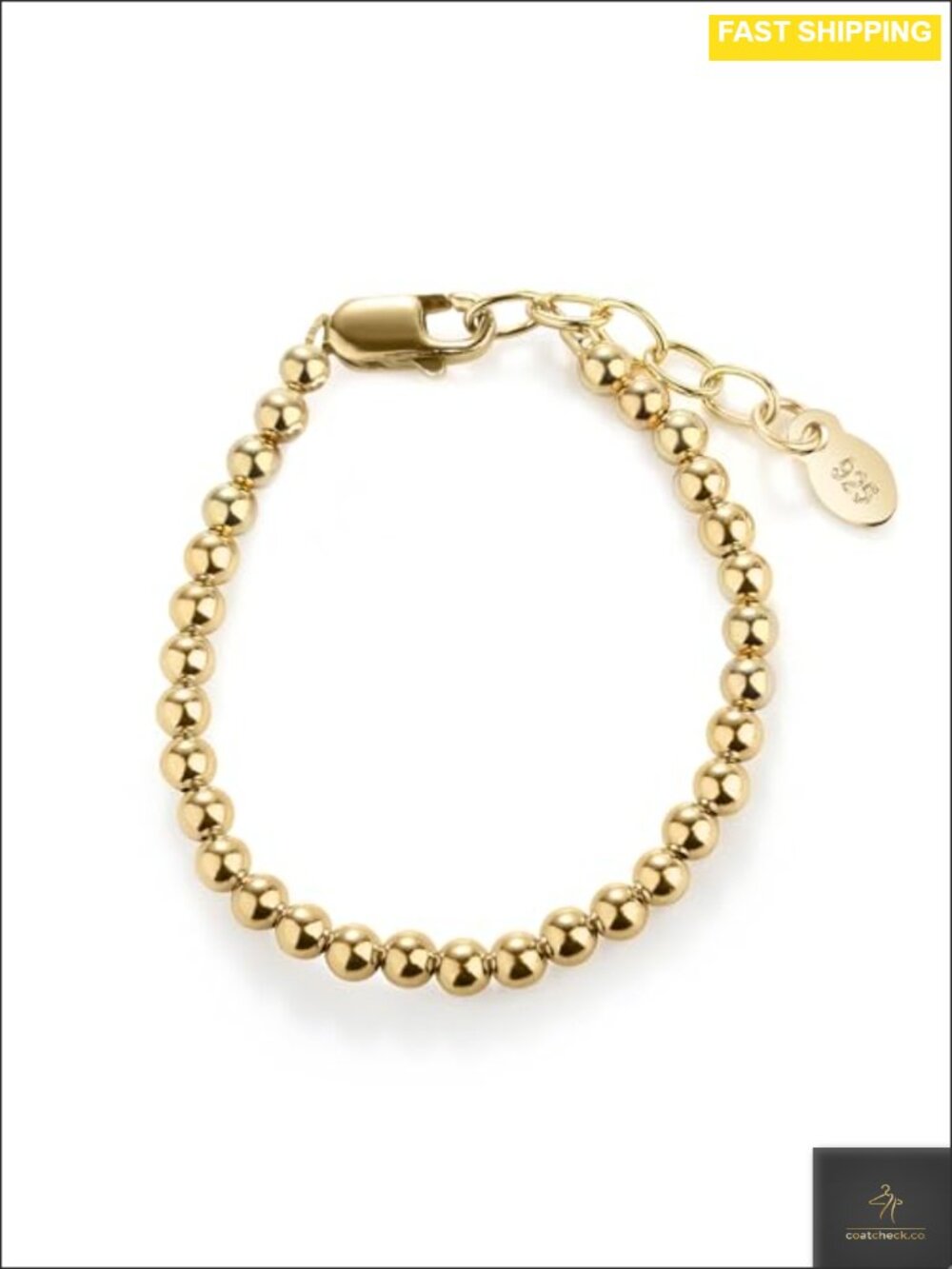 14K Gold Plated Sterling Silver Beaded Link Bracelet Adjustable Stacking